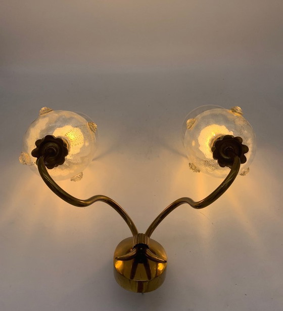 Image 1 of Par de lámparas de pared atribuidas a Seguso de los años 60, Murano con dorado.