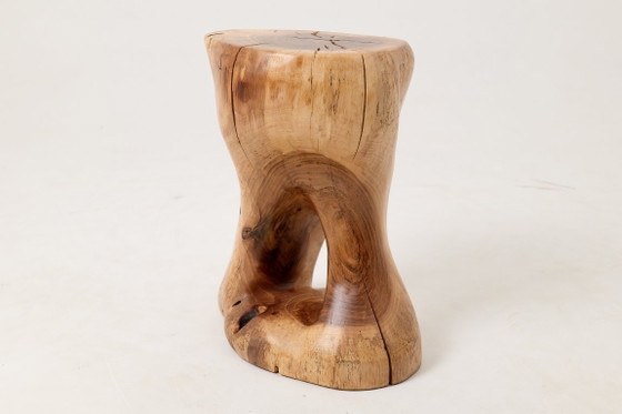Image 1 of Sculptural Stool/Side Table, Walnut, Carved, Unique, Logniture