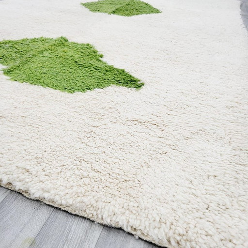 Tapis en Laine Beni Ouaraine Blanc et Vert Taille 1,4/2,6 M – Ahrend, vloerkleden en tapijten, Wool (photo 2 of 7)