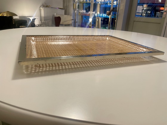 Image 1 of Lucite wicker tray italy 70‘s