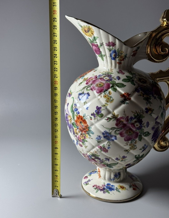 Image 1 of Boch Frères La Louvière Keralux Kruikvaas “Fleurs de Saxe” — België, Late Art Deco Periode