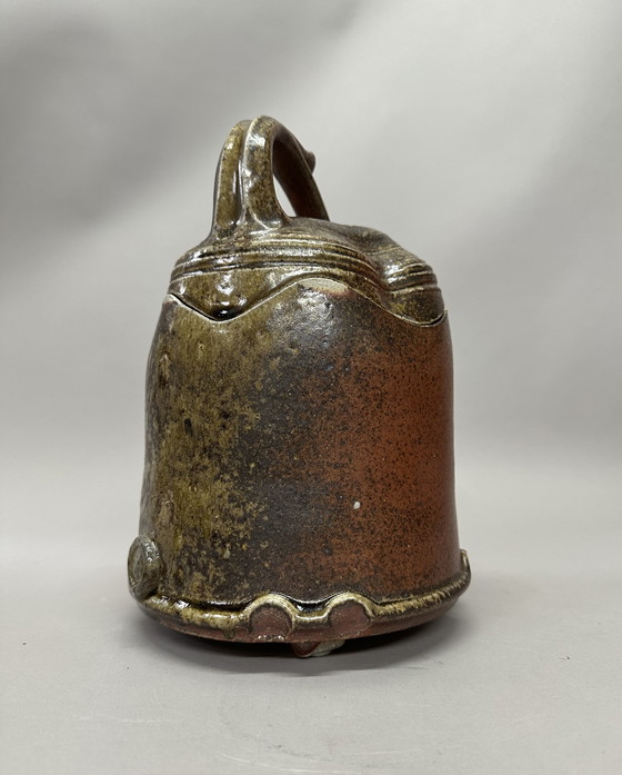 Image 1 of Pot à couvercle sculptural en grès cuit au feu de bois - Hein Severijns - Signé - Unica (28 cm)