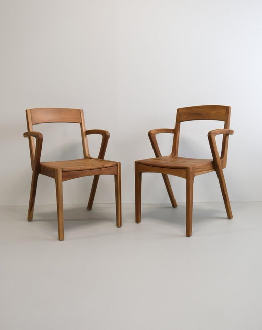 Set di 6 sedie da pranzo fatte a mano, impilabili in coppia