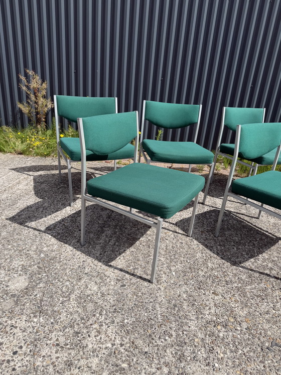 6 x Vintage Eetkamerstoelen Loungestoelen – Metal, Textile (photo 4 of 10)