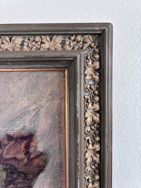 Image 1 of Vintage original flower oil painting, flower still life art