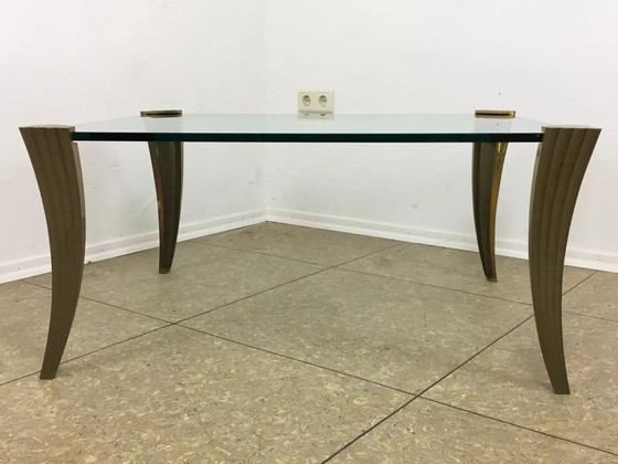 Image 1 of 60's 70's Brutalist Bronze Coffee Table by Peter Ghyczy Space Age Design