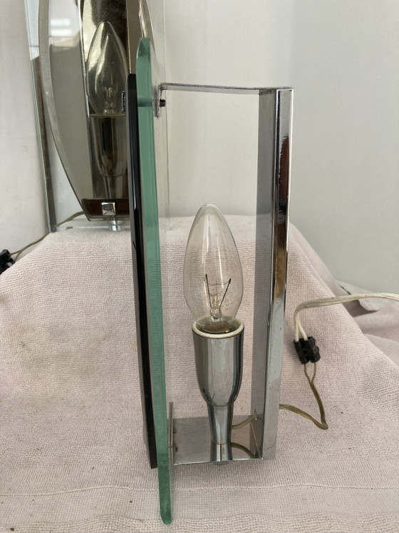 Pair of Wall Sconces, Vintage 70s Style Fontana Arte, Italian Craftsmanship – Wall lights, Metal, Glass (photo 4 of 15)