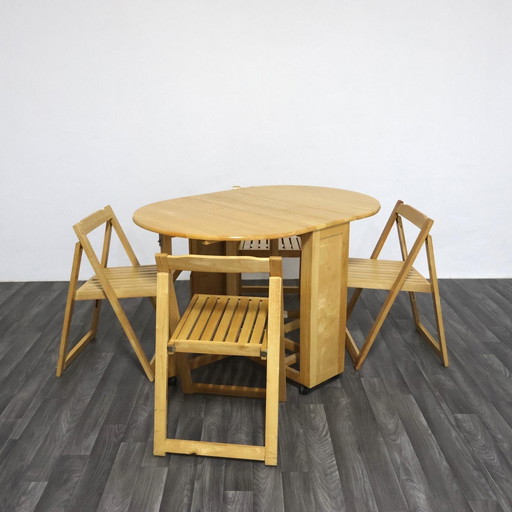 Folding Table and Chair Set, Scandinavian Design, 1980s Modern Antiques