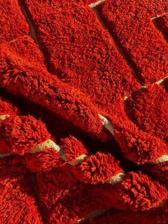 Image 1 of Handmade Moroccan Mrirt Rug – Burnt Orange Wool Rug 210x300 cm – Modern Textured Carpet