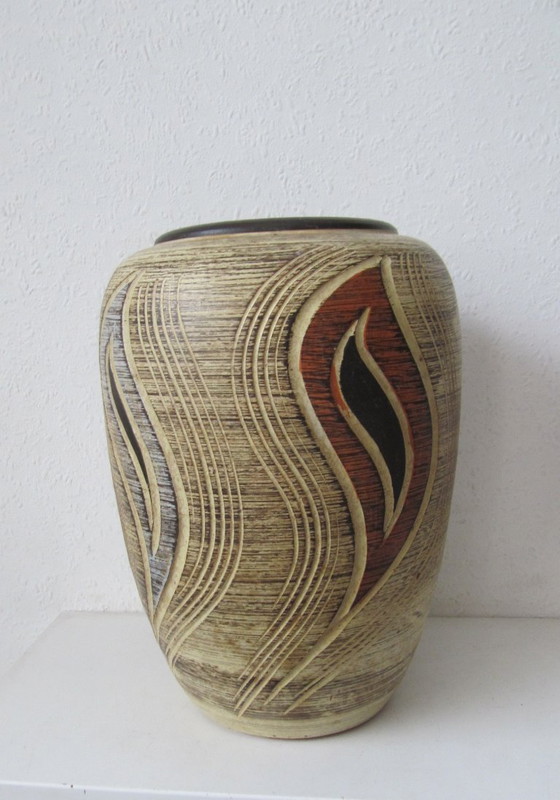 Image 1 of Sawa Keramik VASE Sgraffito-Dekor Deutschland 50er Jahre