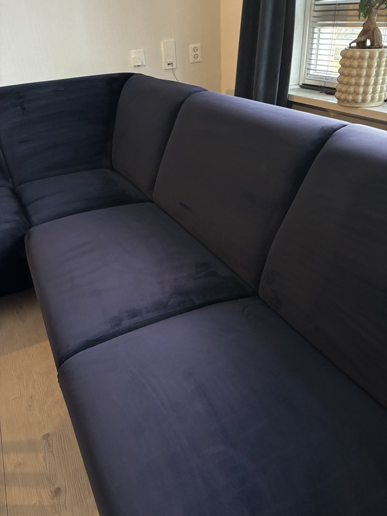 Image 1 of Navy velvet corner sofa
