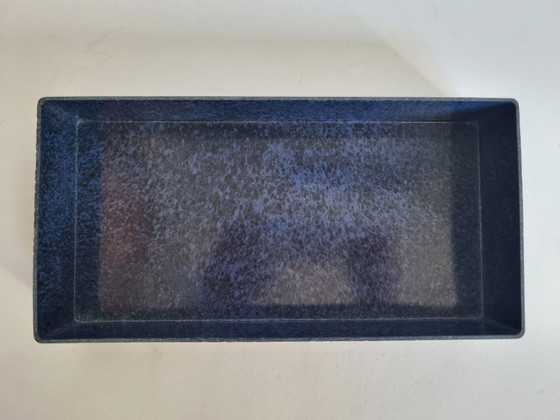 Image 1 of Raro vasetto da crema Mouson in bachelite – Effetto marmorizzato blu-nero effetto pelle di serpente