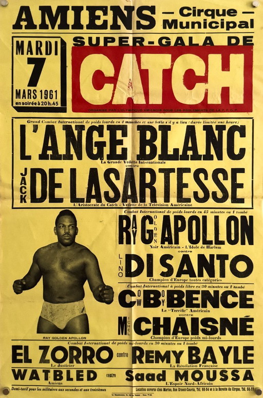 CATCH Cartel original de lucha libre francesa – Serigrafía – 1961 – 60,00 × 40,00 cm – Serigrafía