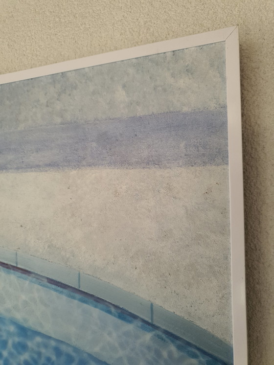 Image 1 of Modernes Gemälde eines Schwimmers in blauer Acrylfarbe/Airbrush