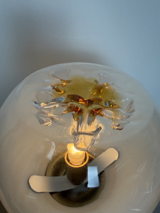 Vintage Mazzega Murano Glass Table Lamp 1970s Space Age / Mid-Century Modern, Iron, Gold (photo 15 of 15)