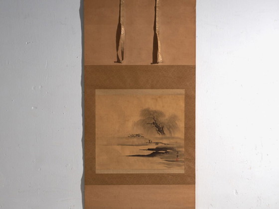 Antico kakejiku giapponese di un paesaggio a inchiostro su carta – Giappone, circa 1900 – Dipinti e disegni (photo 2 of 40)