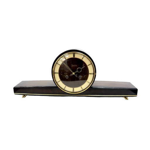 Zentra schoorsteenklok - zwart en goud, slagwerk, Duitsland jaren 1950