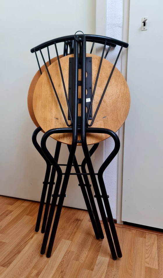 Image 1 of LaPalma Folding Chairs 2 Birch and Metal Unique