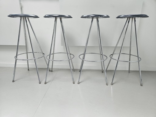 4 sgabelli da bar vintage cromati neri
