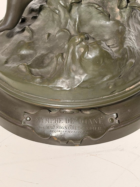 Nymphe de Diane, Sculture in Bronzo Antico di Signoret-Ledieu, Base Girevole (foto 4 di 6)