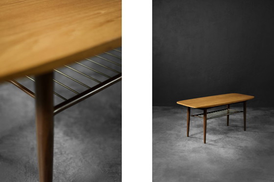 Image 1 of Tavolino danese moderno di metà secolo in teak Hyggebord 55 con ripiano di Gorm Møbler, 1956