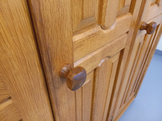 Image 1 of Guillerme et Chambron vintage solid oak wardrobe from the 60s