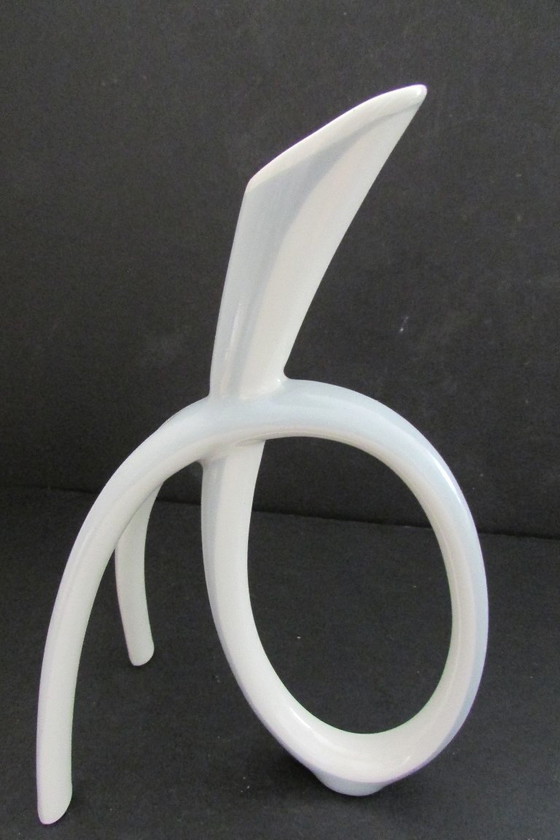 Sculpture en porcelaine Lindner, vase à anse, Objets déco, Blanc, Modern (photo 7 sur 7)