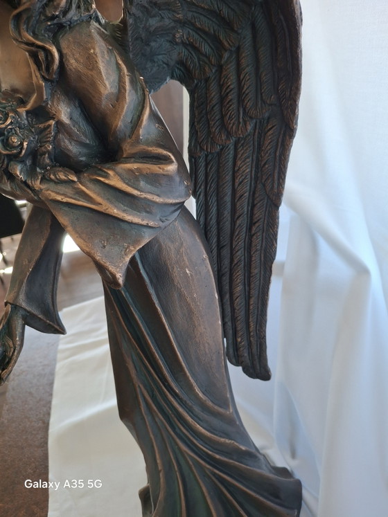 Image 1 of Angelo in bronzo di alta qualità "Amena" Elegante statua da giardino Oggetto decorativo (60 cm, 11 kg)