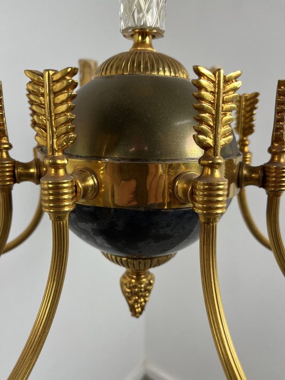 Image 1 of Vintage 1940s/50s gold plated French chandelier