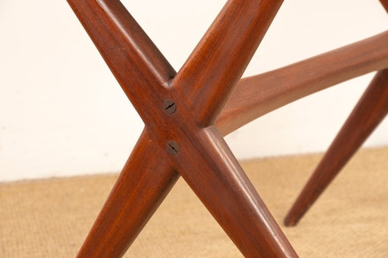 Image 1 of Tavolo scandinavo vintage, alto e basso, in teak di Frederik Kayser per Gustav Bahus, Norvegia, 1960.