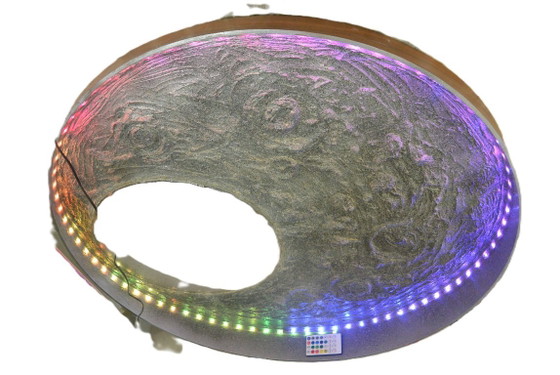 Moon landscape mirror 60 cm round – Tonny Sixxx, Glass, Wood (photo 7 of 12)
