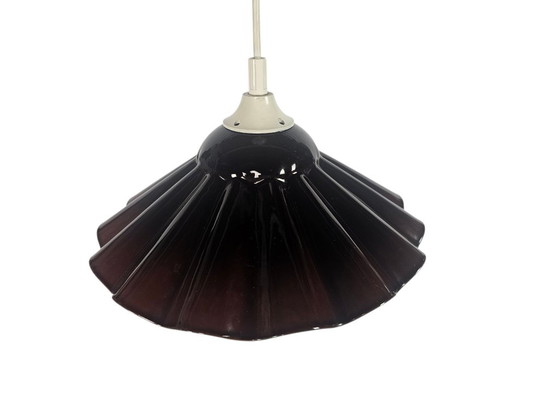 Vrieland Design - Enamel - Metal - Scalloped Edge - Red/Brown - 70s – Pendant lamps, Plastic (photo 8 of 9)