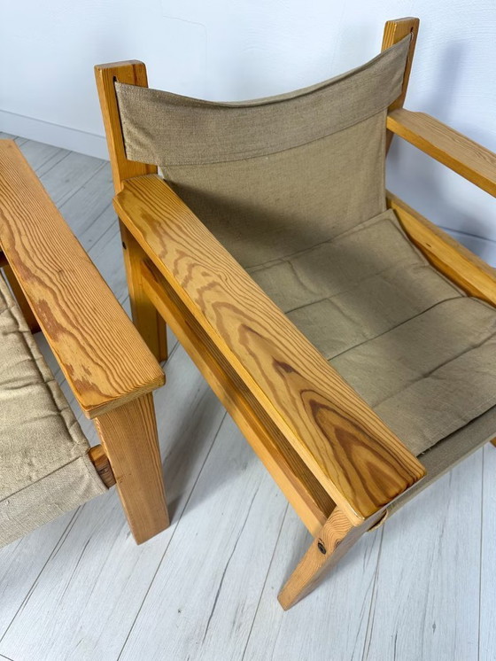 Image 1 of 2x Sedie da salotto in pino e tela di Erik Wørts per IKEA anni '70