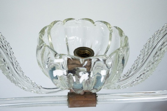 Image 1 of Art Deco Clear Murano glass chandelier. Italy 1940s