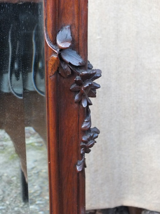 Image 1 of large Liberty Art Noveau wall beveled mirror with planter wood walnut years '900