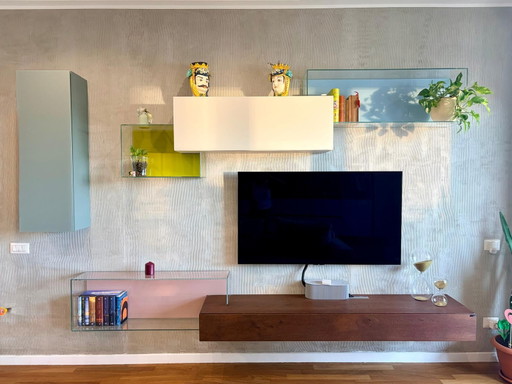 Composition murale LAGO 36e8 en verre et bois