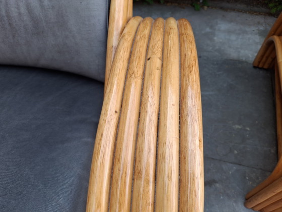 Image 1 of Bamboe rattan rotan set, fauteuils, tafel, Paul Frankl stijl
