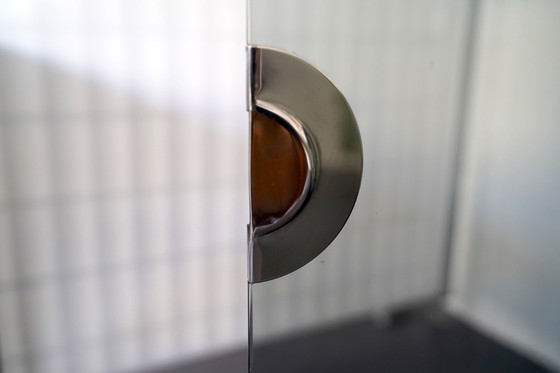 Image 1 of Mobiletto vintage in vetro e metallo cromato di Willy Rizzo per Mario Sabot. Italia, anni '70.