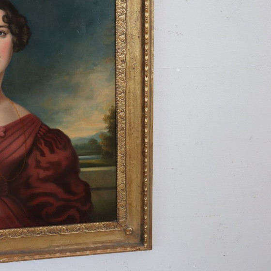 Image 1 of Ritratto di giovane donna, olio su tela, Italia, XIX secolo
