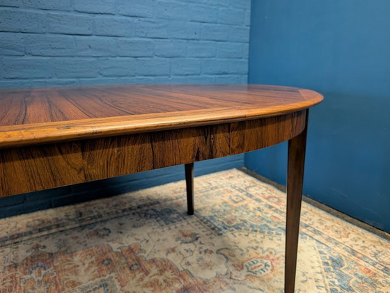 Image 1 of Table de salle à manger ronde extensible vintage, en palissandre, années 1960