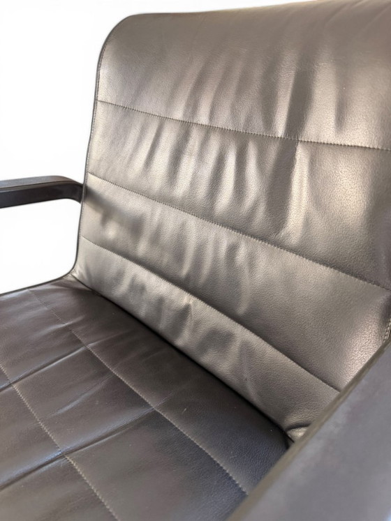 Image 1 of Een paar bureaustoelen van Richard Sapper voor Knoll - Zwart leer op glijders, circa 1979