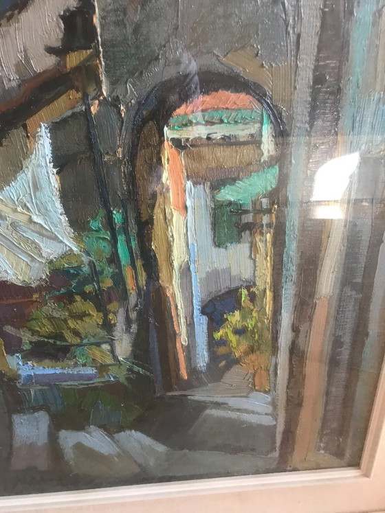 Quadro olio su tela  Paesaggio Vicolo Aldo Mari – Dipinti e disegni, Altro, Tessile (photo 4 of 5)