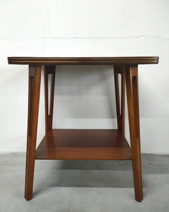 Image 1 of Table d'appoint/table à plantes unique du milieu du siècle avec incrustations de laiton (années 1960).