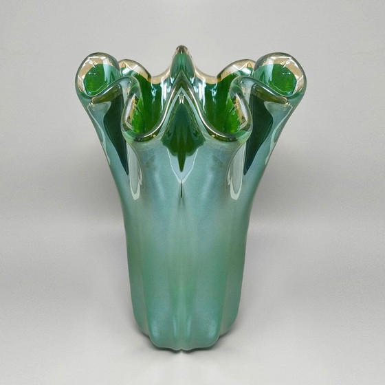 Image 1 of 1970s Exquisite "Fazzoletto" Murano Glass Vase by Dogi. Made in Italy