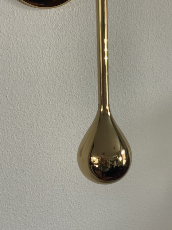 Image 1 of Lampade a olio in ottone di Freddie Andersen, Germania, 1970, con peso a perlina. Set di 2 candele "Clear Drops".