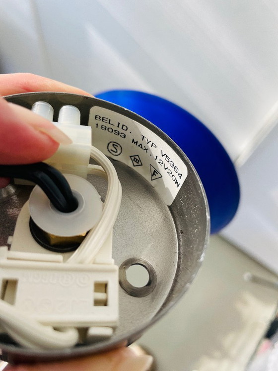 Image 1 of 2x vintage design LAMPS Belid blue PostModern 80s 90s retro