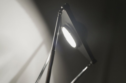 Lampada Kandido di Ferdinand Alexander Porsche per Luci Italia, lampada da tavolo alogena cromata anni '80