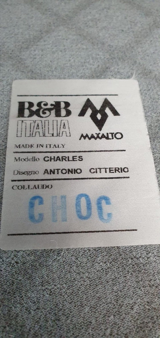 Image 1 of Divano in pelle nera con chaise longue B&B Italia