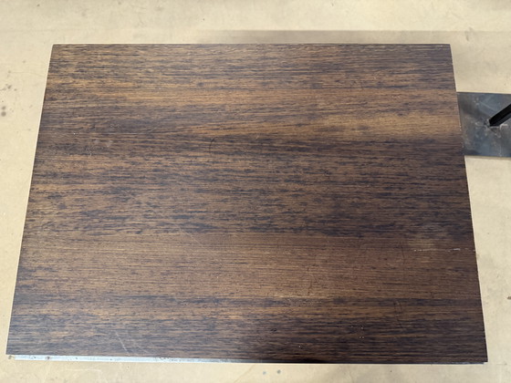 Image 1 of Wengé Houten Sidetable, Op Dun Stalen Frame