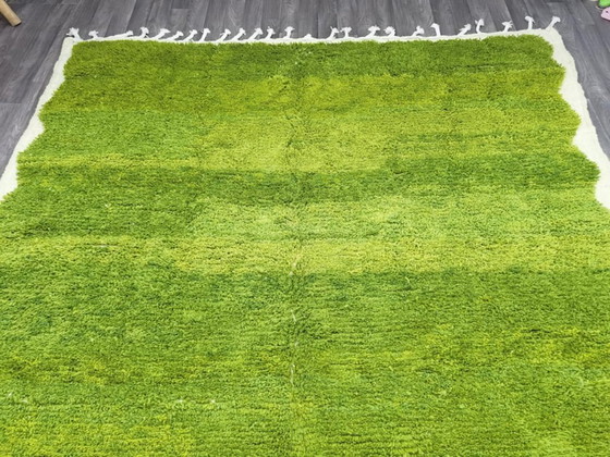 Image 1 of Teppich aus grünem Marokkanisch und Naturleinen, 300 m x 200 cm